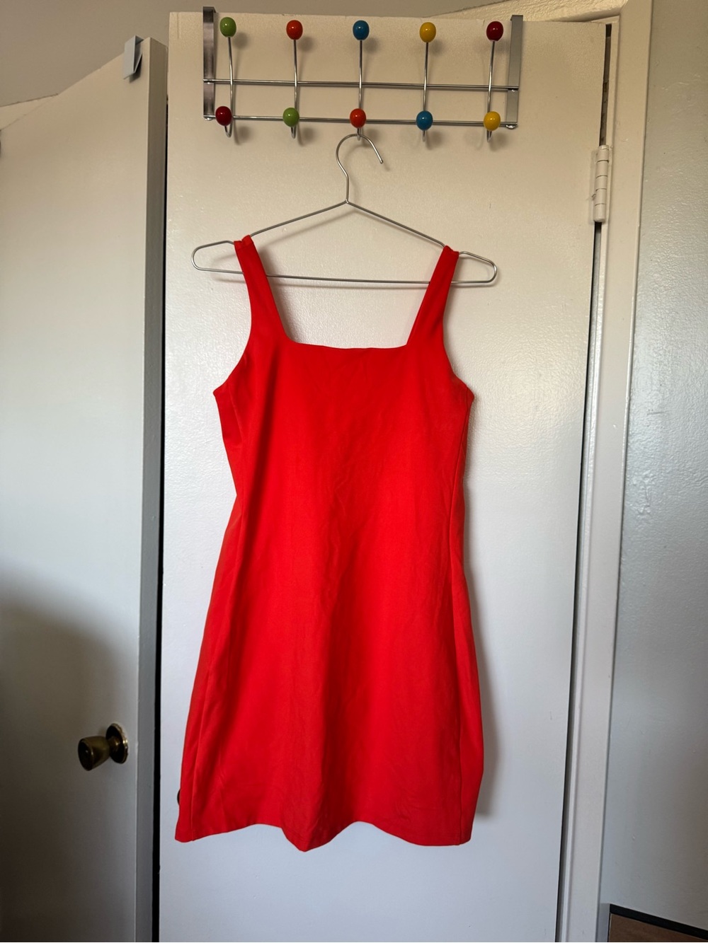 Girlfriend collective Red Square-Neck Mini Dress